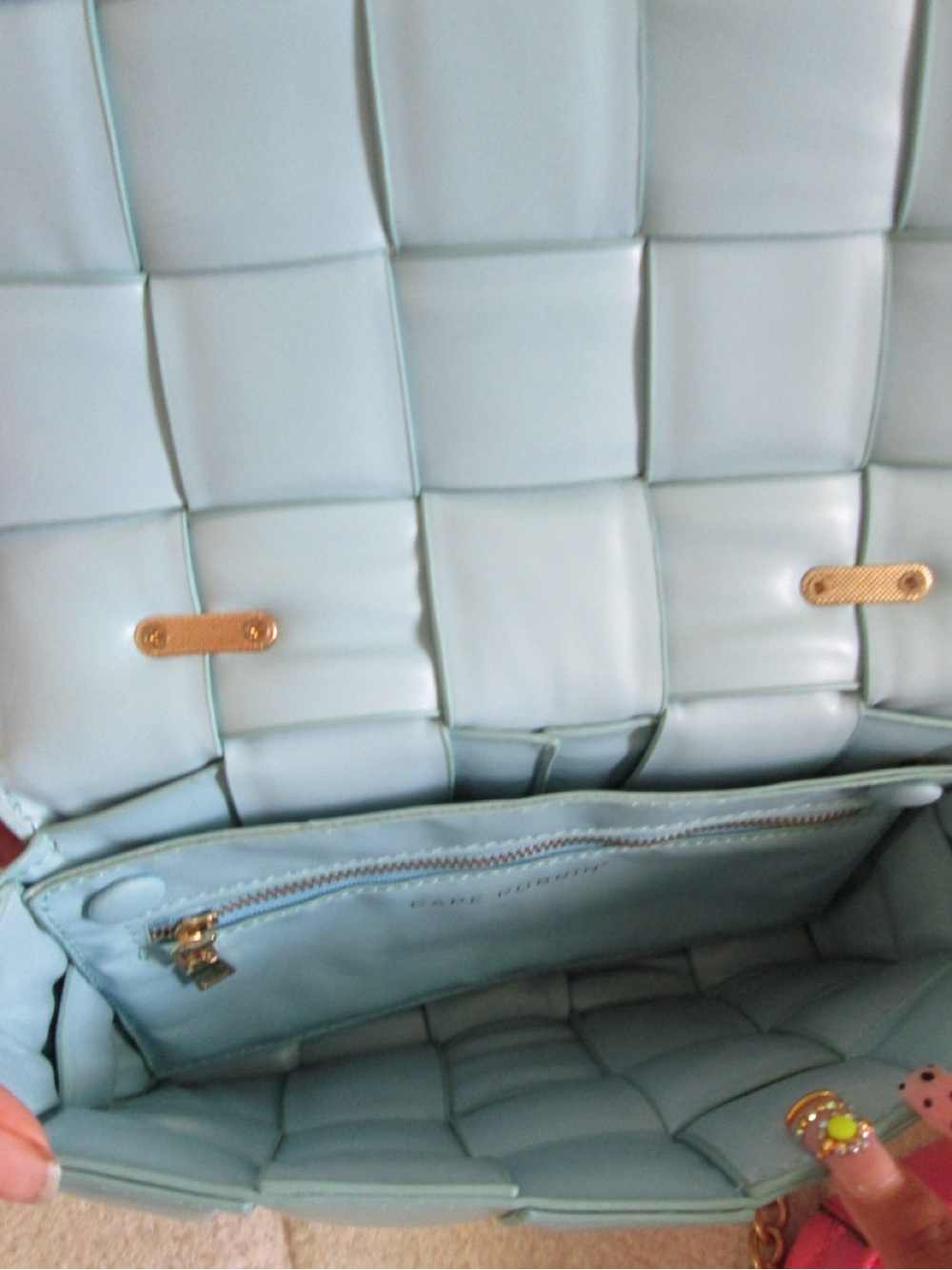 Blue Woven Leather Chain Shoulder Bag - Picture 4 of 4
